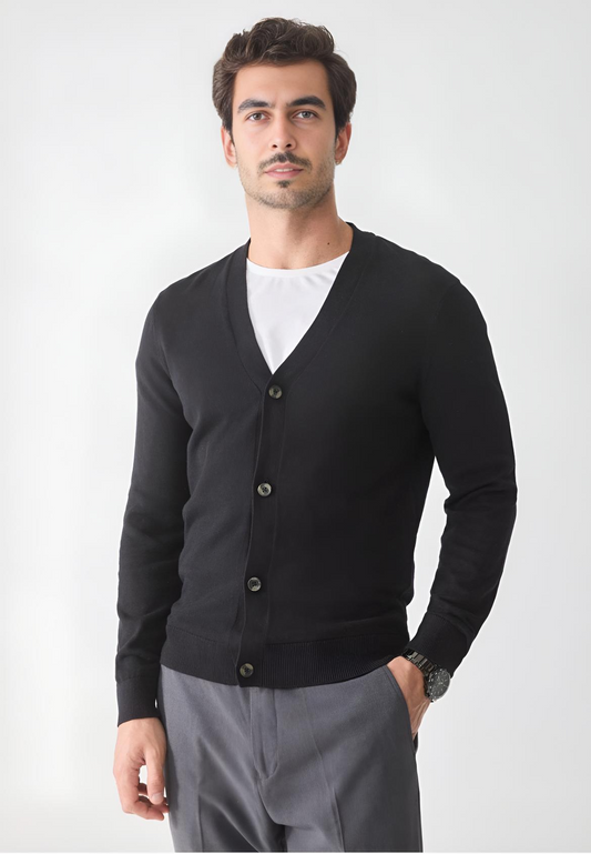 cardigan nero con bottoni