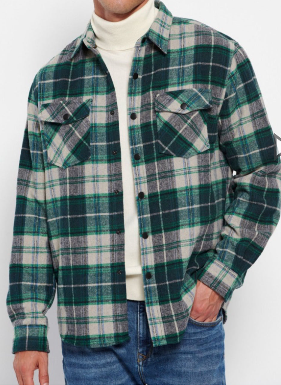 camicia in flanella verde quadri