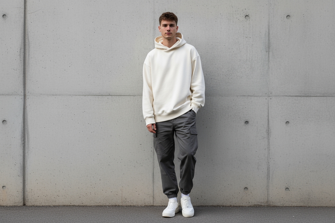 uomo con felpa oversize