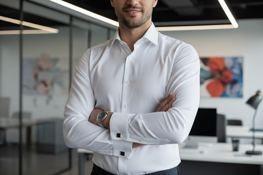 uomo con camicia bianca