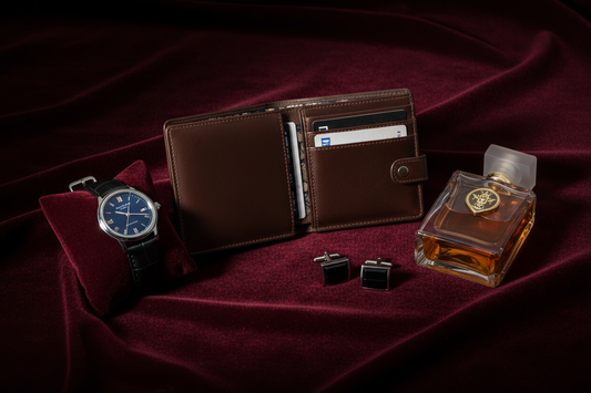 orologgio portafoglio e profumo 