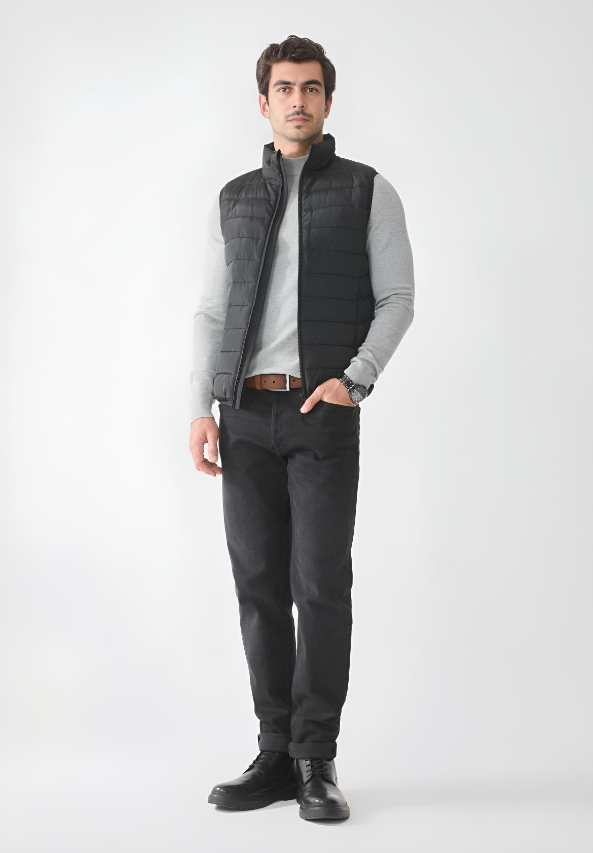 Smanicato nero slim fit