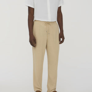 Men's Lightweight Linen Blend Pants with Elastic Waistband and Pockets