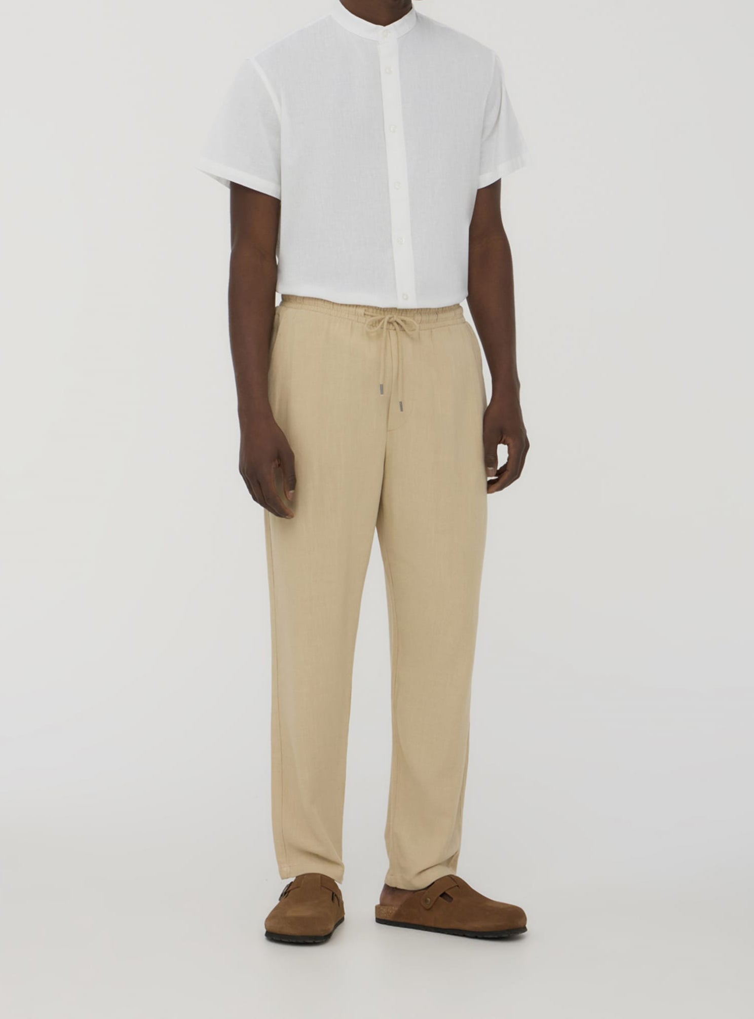 Men's Lightweight Linen Blend Pants with Elastic Waistband and Pockets