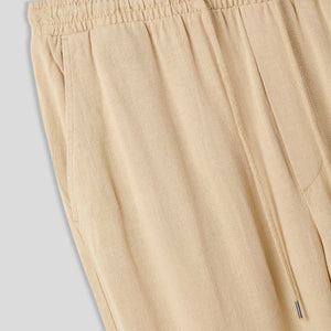 Men's Lightweight Linen Blend Pants with Elastic Waistband and Pockets