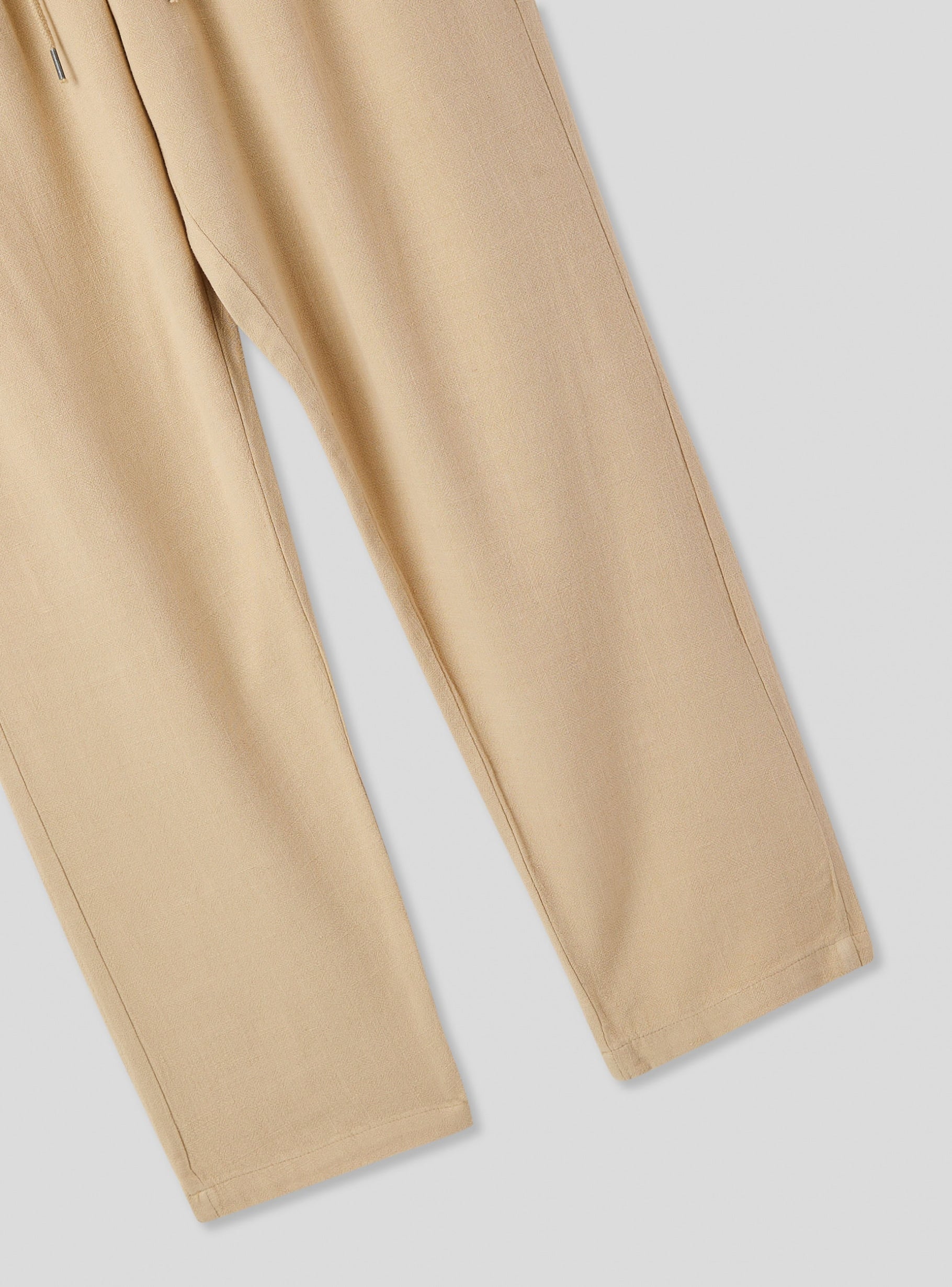 Men's Lightweight Linen Blend Pants with Elastic Waistband and Pockets
