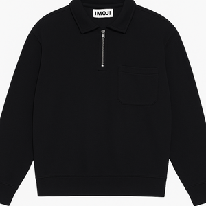 Felpa nera con zip corta - logo iMOJI