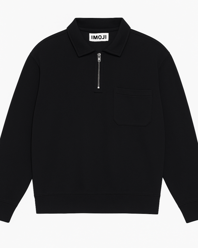 Felpa nera con zip corta - logo iMOJI