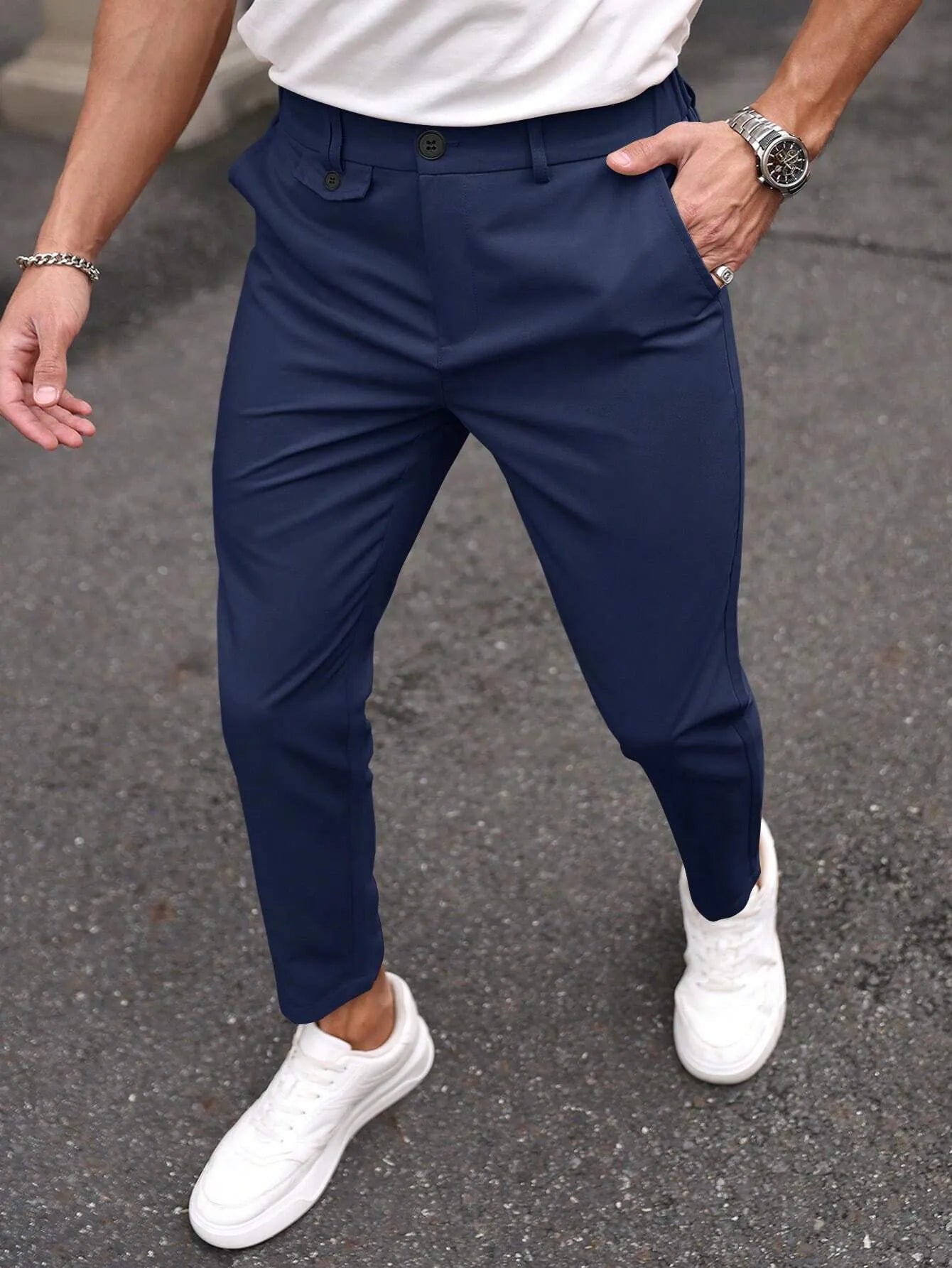 pantalone chino blu